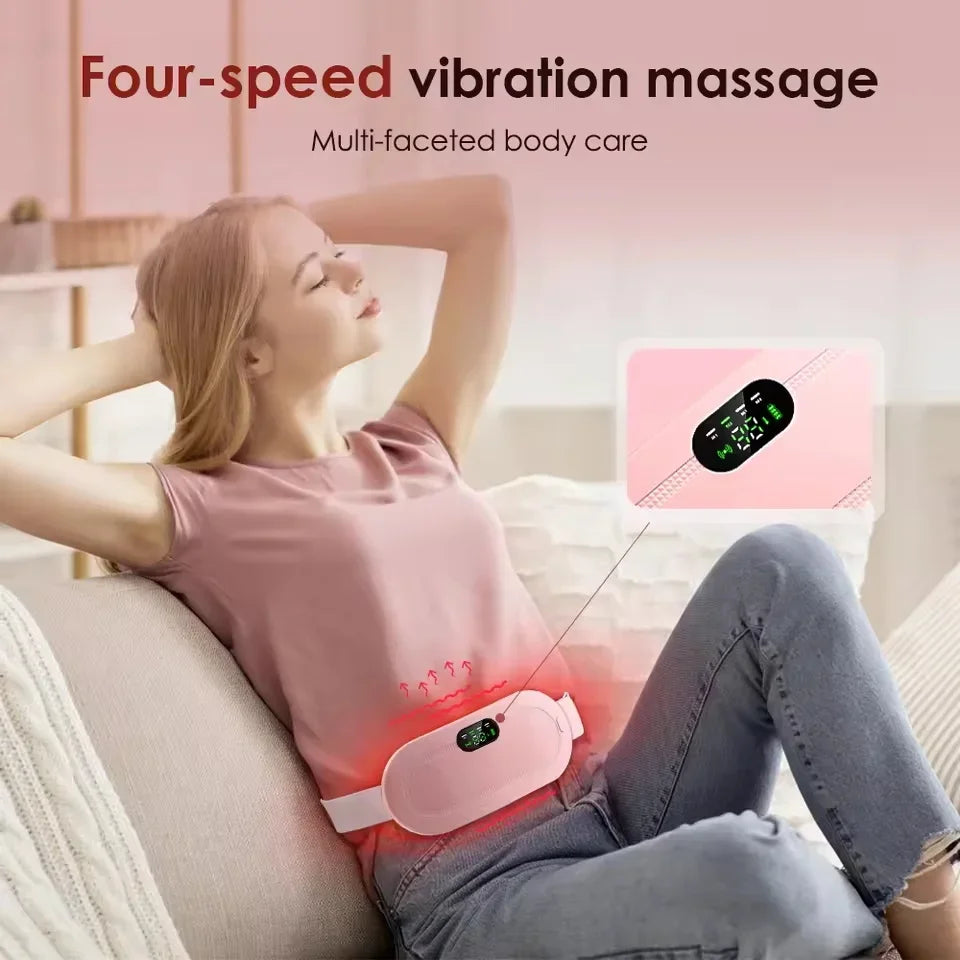 Abdominal Massager for Period Pain Relief, Rechargeable Digital Display Waist Vibrating Massager, Gift for Women and Girls