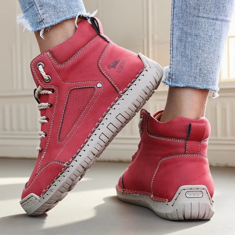 Shoes for Women Large Size Leather Boots Fashion Women's Ankle Boots Handmade Stitching New Flat Casual Shoes New Sneakers Women