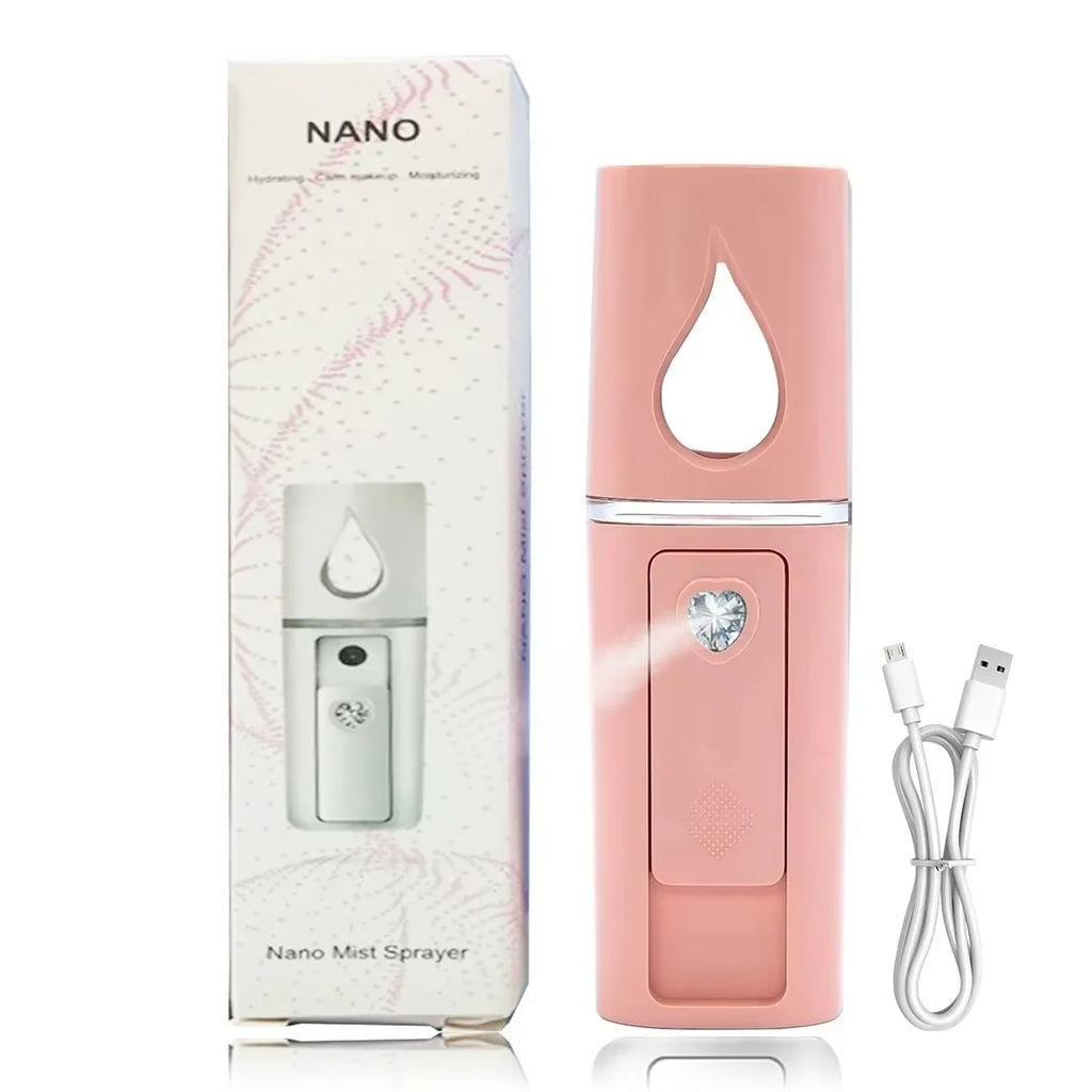 Nano Facial Mister Portable Mist Sprayer with Mirror Mini Cool Mist Spray for Skin Care Facial Body Moisturized