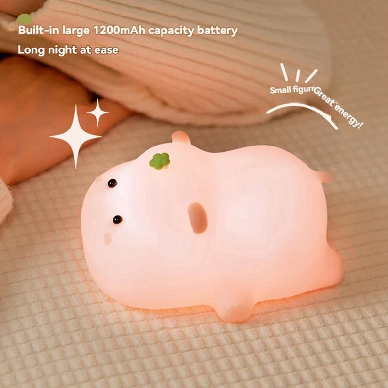 Cute Bunny Cartoon Night Light - USB Rechargeable Touch Dimming, Children's Bedside Sleep Gift