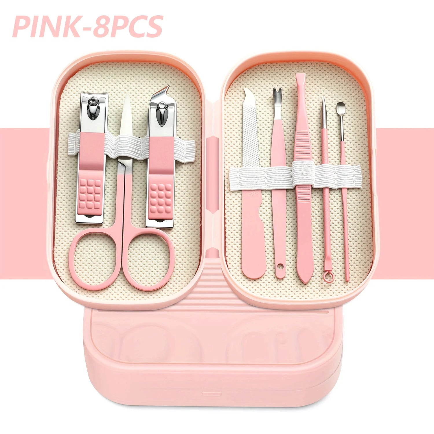 8pcs Manicure Foot Care Kit Including Nail Clippers and Trimming Tools with Portable Storage Box