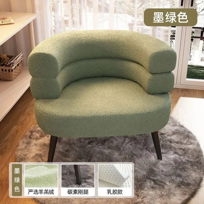 Living Room Lamb Velvet Lazy Sofa Chair Bedroom Makeup Chair Home Single Sofa Chair Lounge Chair
