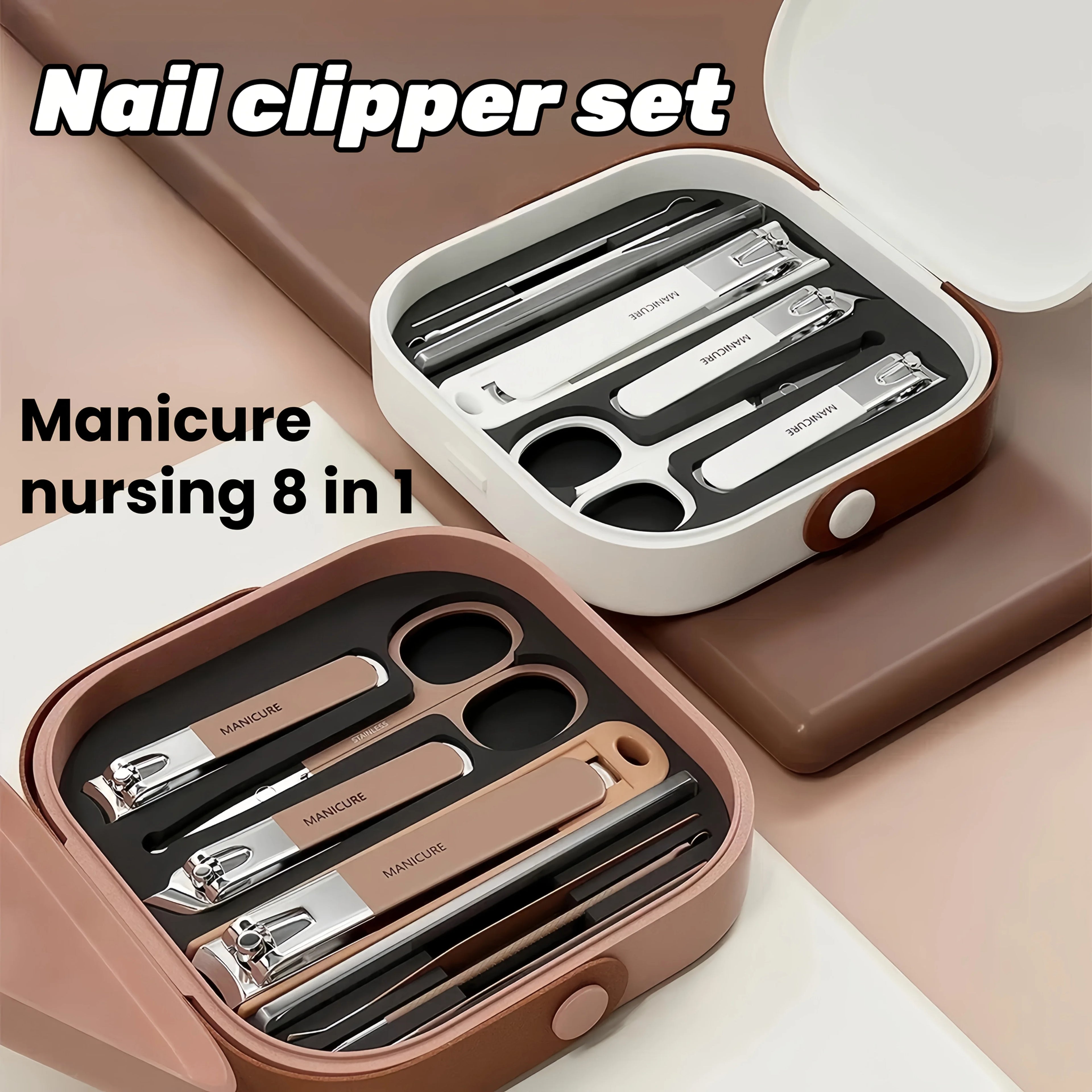 Spill-Proof Nail Cutter Set with Stainless Steel Nail Clippers Nail File Care Tools Beauty Kit for Men and Women Christmas Gift