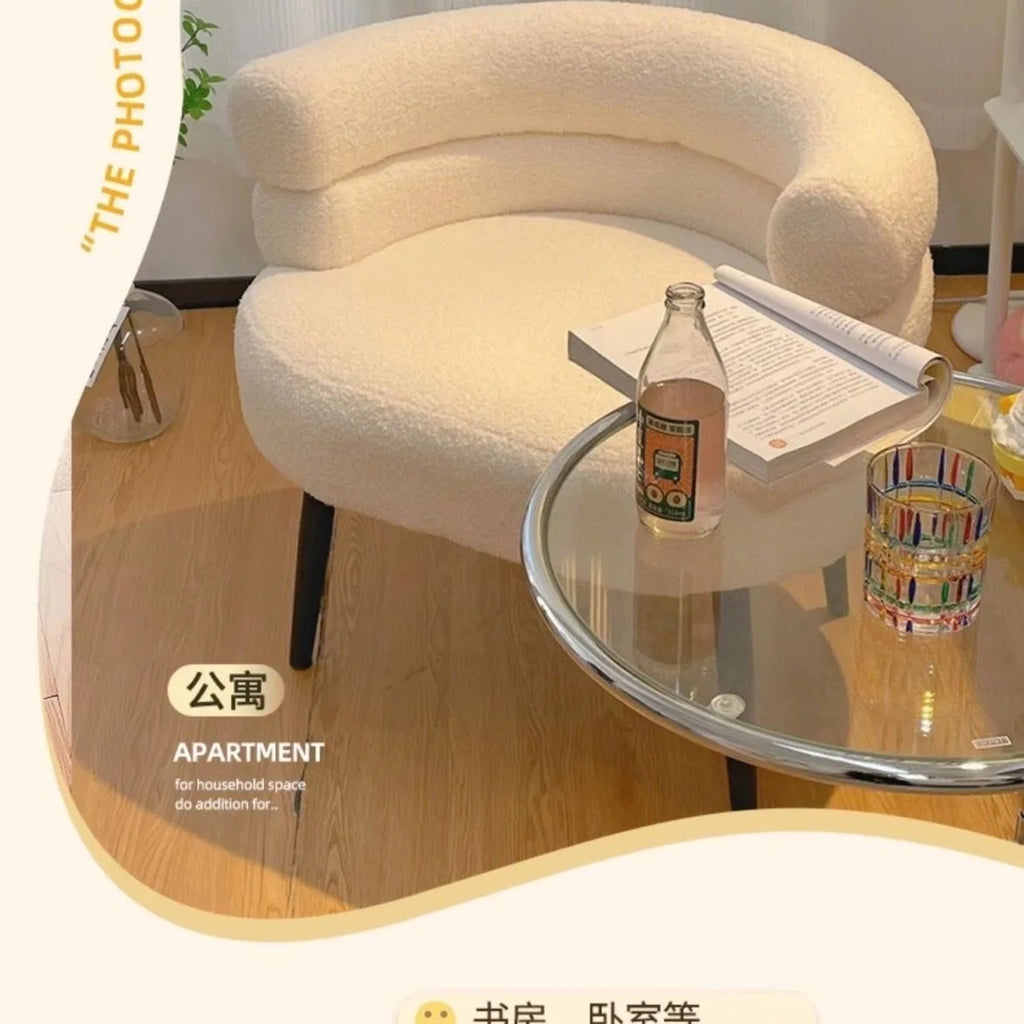 Living Room Lamb Velvet Lazy Sofa Chair Bedroom Makeup Chair Home Single Sofa Chair Lounge Chair