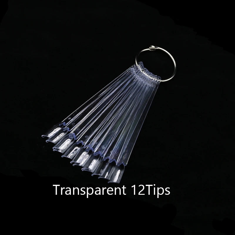 50Pcs False Tips Clear Nature Nail Art Display Oval Fan Style Nail Swatch Polish Stand Tips Practice Manicure Accessories Tool