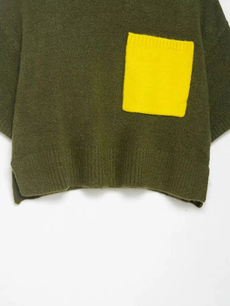 Women 2025 Autumn Winter New Sweater Turtleneck Short sleeve Knitted Pullover Korean Fashion Casual Pullover