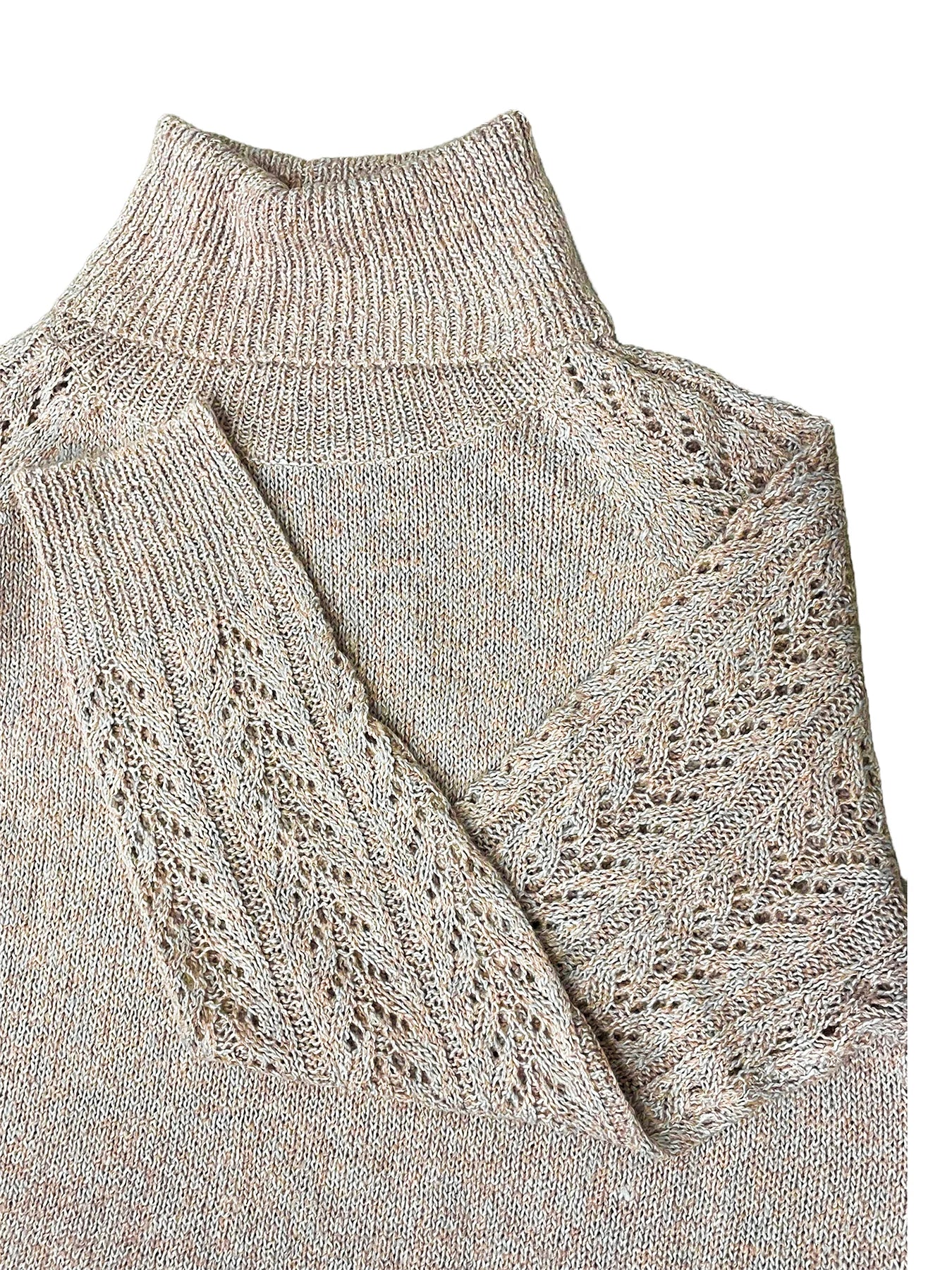 High Neck Knit Sweater - 100% Acrylic Hollow Weave, Loose Fit - Women's Casual Pullover for Fall/Winter