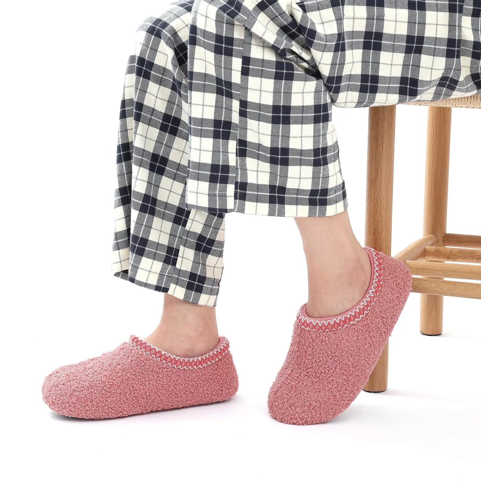 Goosecret Women House Memory Foam Slippers Winter Indoor Flat Cotton Shoes Teddy Fleece Bedroom Sock Shoes with Soft Rubber Sole