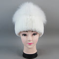 Female's Hat Good Elastic Natural Fluffy Real Fox Fur Hat New Winter Women Knitted Real Rex Rabbit Fur Hats Lady Real Fur Cap