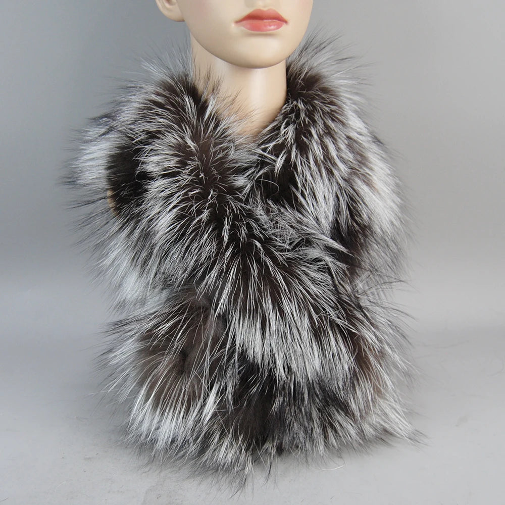 2025 Brand Hot Sale Men Women Genuine Fox Fur Scarf 100% Real Natural Fox Fur Collar Scarves Wraps Good Quality Fur Ring Muffler