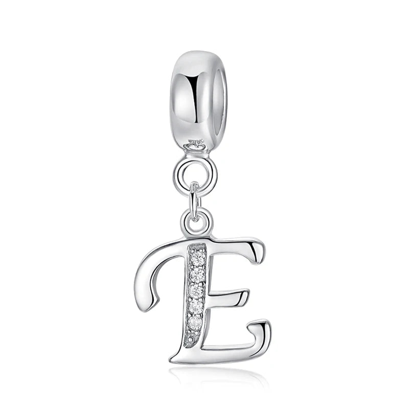 925 Sterling Silver Charms Original Letter Alphabet A-Z Pendant Beads Fit Brand Bracelets Necklaces Diy Jewelry For Women