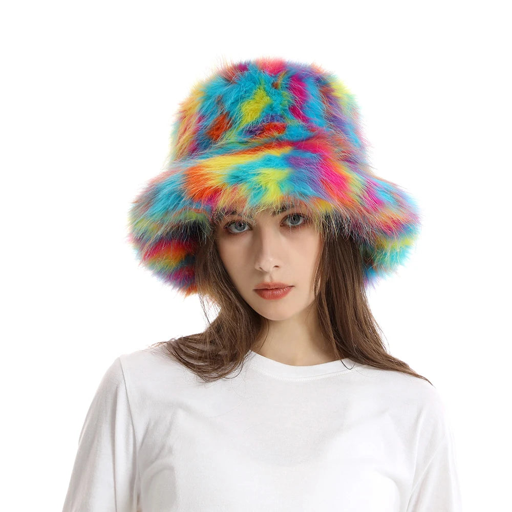 New Style Brand Fake Fox Fur Hats Super Soft Women Winter Hat Cotton Lining Warm Russian Fashion Ski Beanies Plush Solid Color