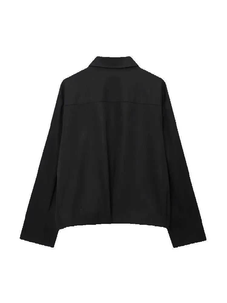 Women's Street Casual Jacket Top Fashion Long Sleeve Jacket Zipper Women Elegant Turn-Down Collar Female Coats