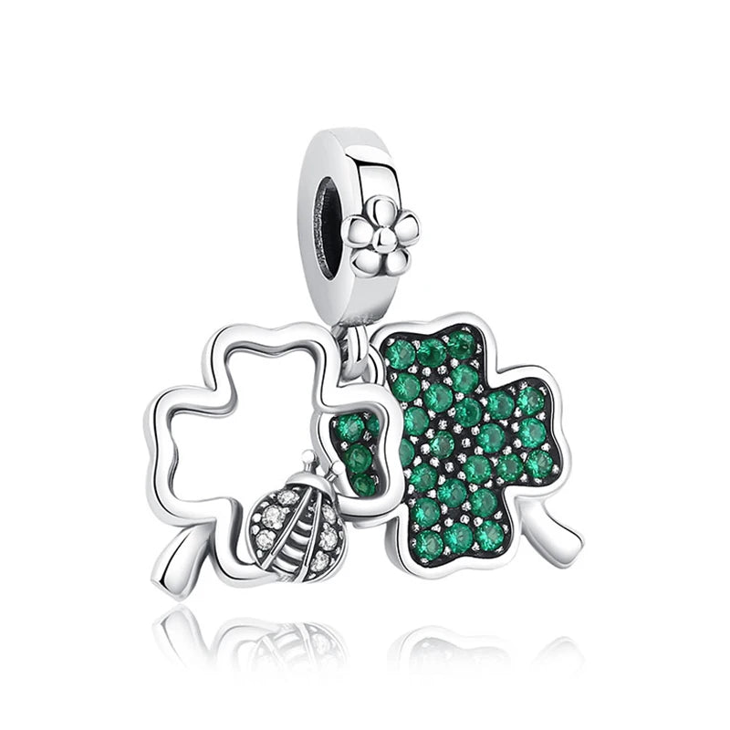 Original 925 Sterling Silver Charms Butterfly Firefly Lucky Clover Beads Fit Brand Bracelets Necklaces Diy Jewelry For Women