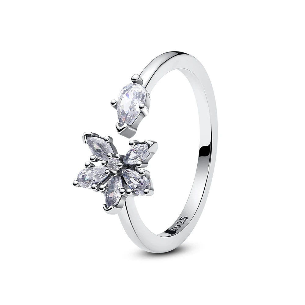 925 Sterling Silver Rings For Women Original Love Heart Wishbone Star Moon Engagement Rose Gold Wedding Ring Crystals Jewelry