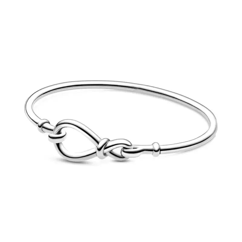 100% 925 sterling silver Elegant temperament heart opening design bow bracelet women's original DIY jewelry accessories gift