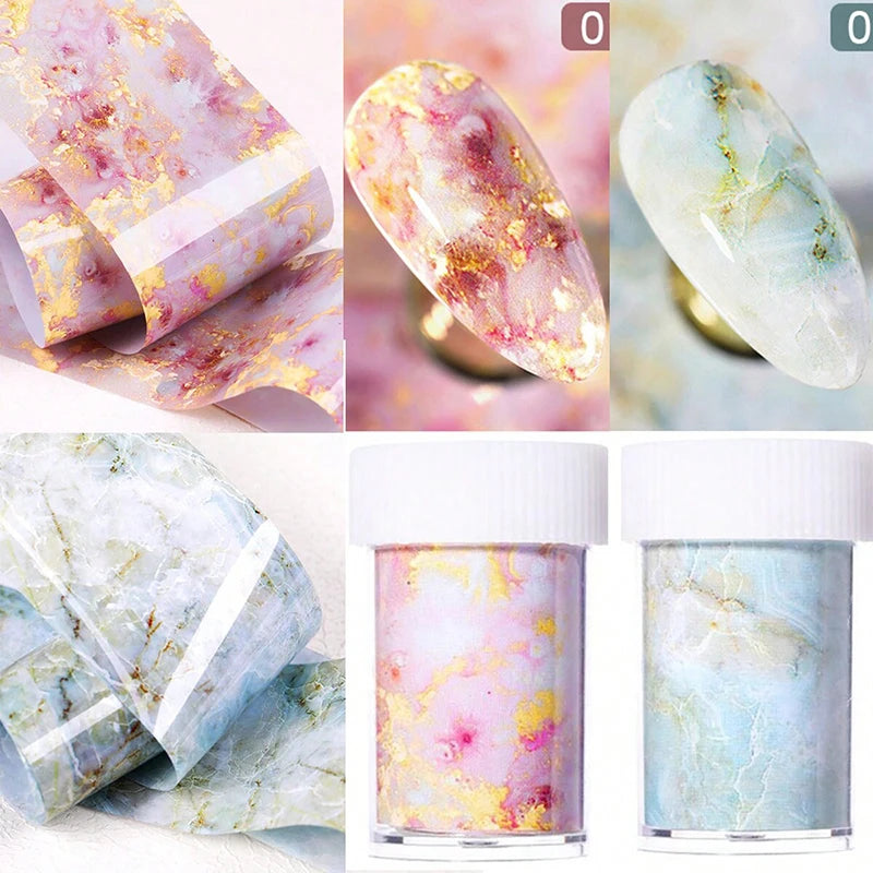 2Pcs 4*100cm Nail Foils Marble Series Nail Transfer Foils Decorations DIY Idea Nail Art Transfer Sticker Decals Nail Accessories