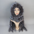 Luxury Knit Genuine Fur Caps Muffler Winter Thick Women 100% Natural Fox Fur Hat Scarves Lady Warm Fluffy Real Fox Fur Hat Scarf