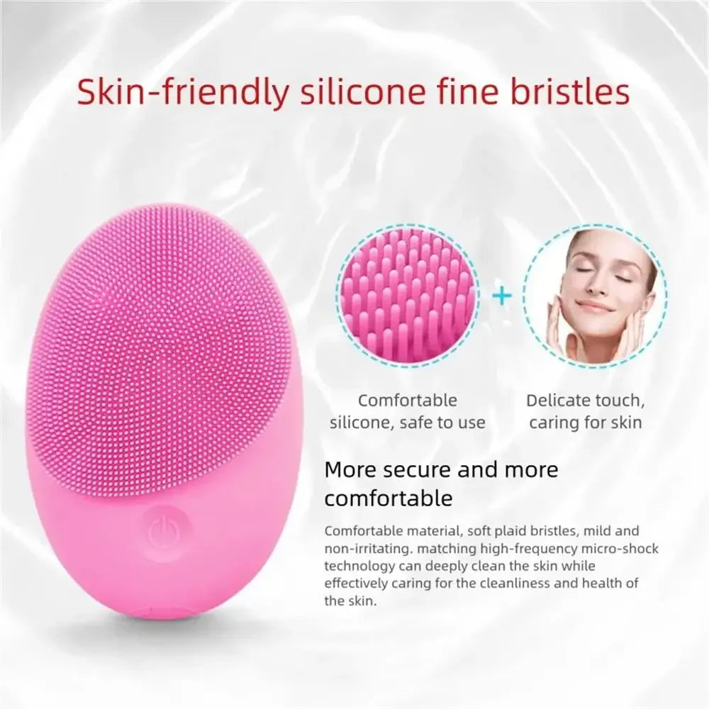 Waterproof Electric Silicone Facial Cleansing Brush - Gentle Silicone Material for Deep Pore Cleansing, Exfoliation, and Massage
