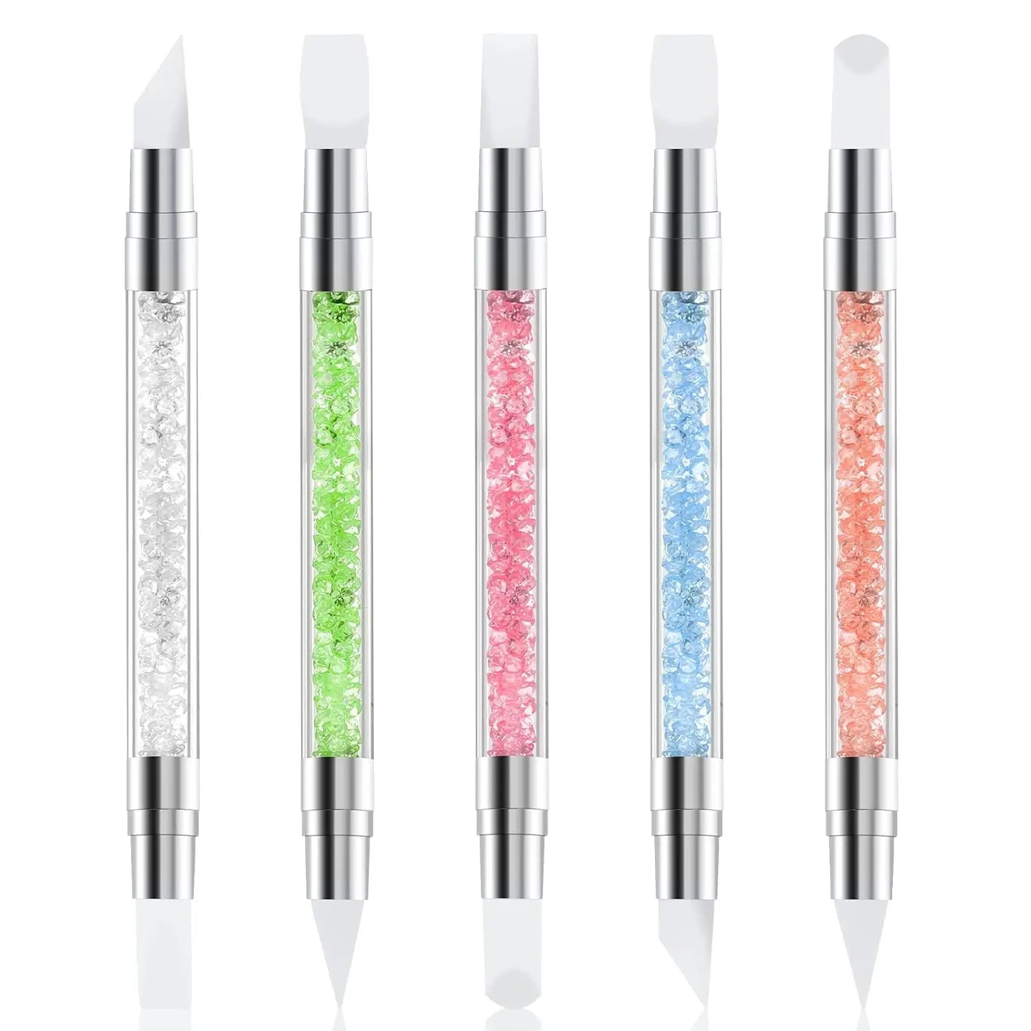 5-Pc Multi-Function Nail Art Pen Set with Dual-Ended Silicone Brushes for Resin, Foil Carving, Drawing, and Shaping.
