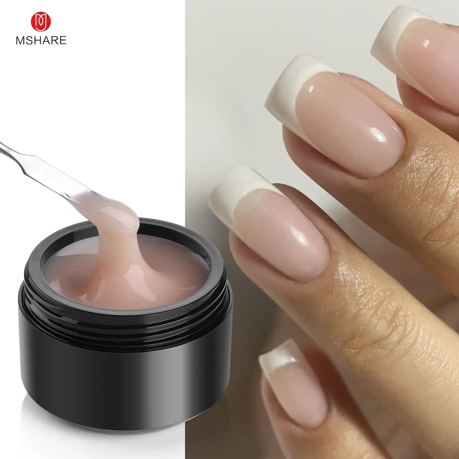 MSHARE 50ml Natural Nails Gel Builder Nalil Self Leveling Gel for Nail Extension Pink Shade UV Led Gel Hema Tpo Free Gel