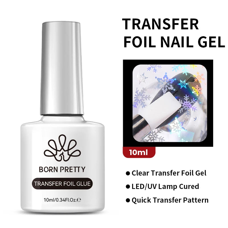 BORN PRETTY Transfer Foil Nail Gel Polish Semi-Permanant Varnish For Adhesive Sticker Nail Glue Soak Off UV LED Gel Nail Art Man
