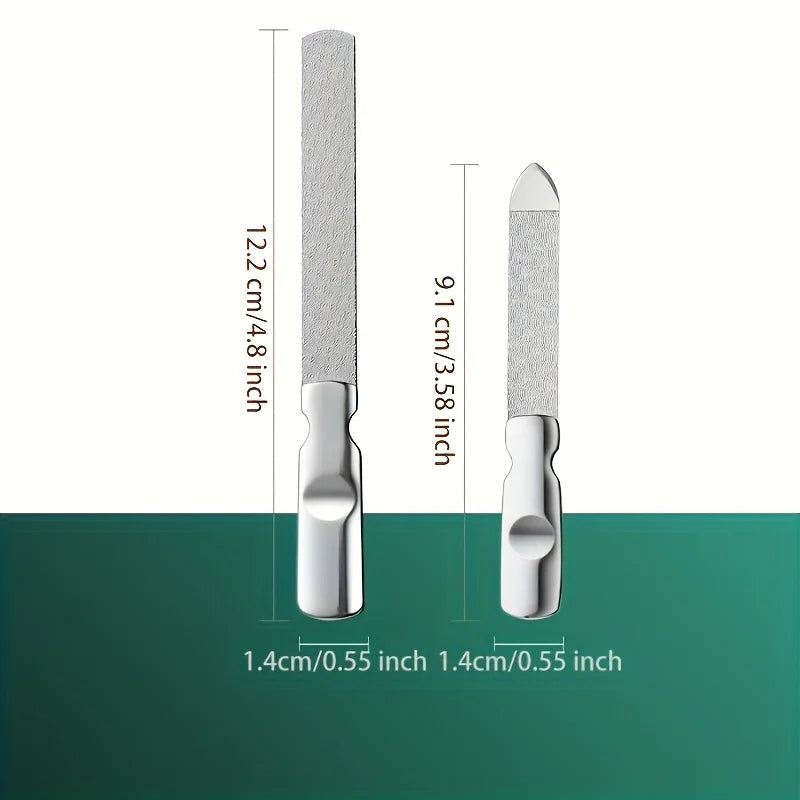 Double Sided Nail Files Stainless Steel Manicure Pedicure Grooming for Professional Finger Toe Nail Care Tools