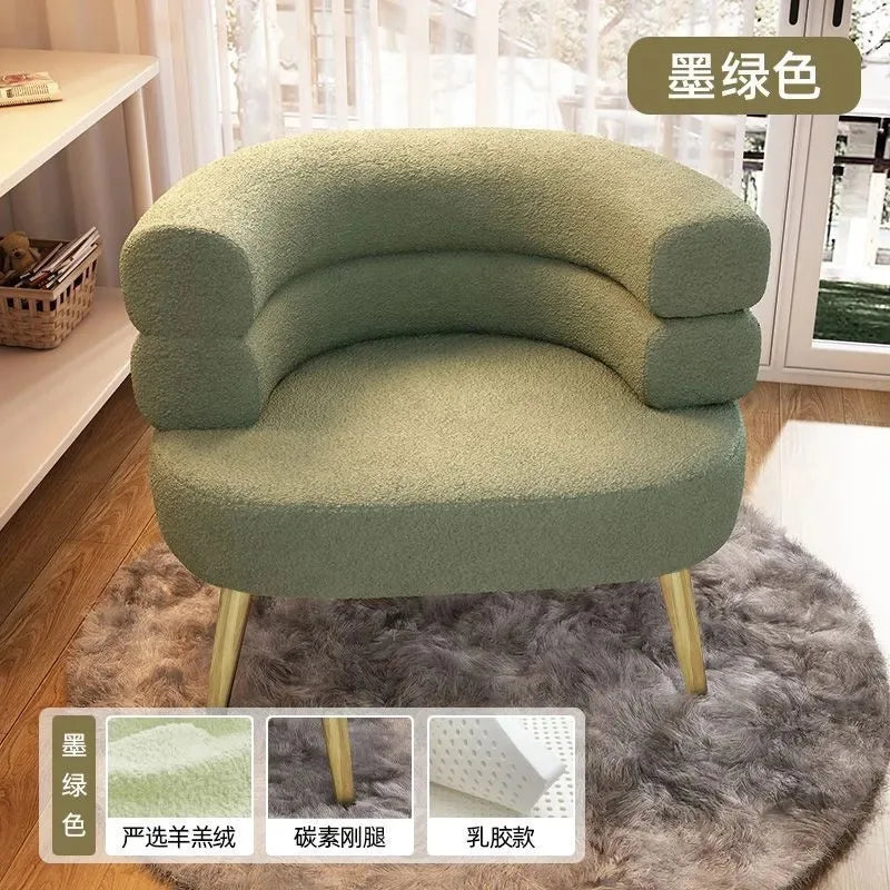 Living Room Lamb Velvet Lazy Sofa Chair Bedroom Makeup Chair Home Single Sofa Chair Lounge Chair