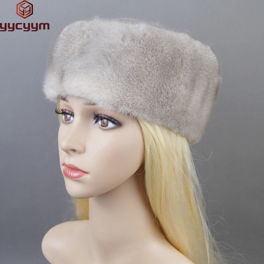 2025 Women Winter Elegant European and American Fashion Women Fashion Real Mink Fur Cap 100% Real Natural Whole Fur Mink Fur Hat