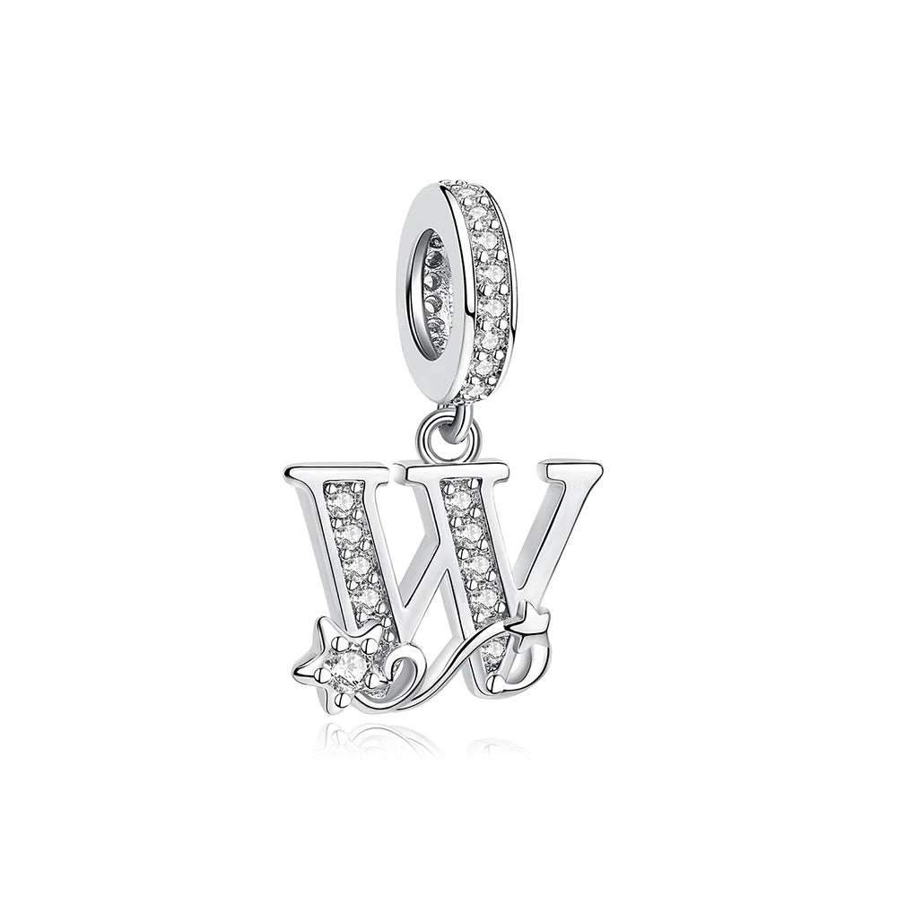925 Sterling Silver Charms Original Letter Alphabet A-Z Pendant Beads Fit Brand Bracelets Necklaces Diy Jewelry For Women