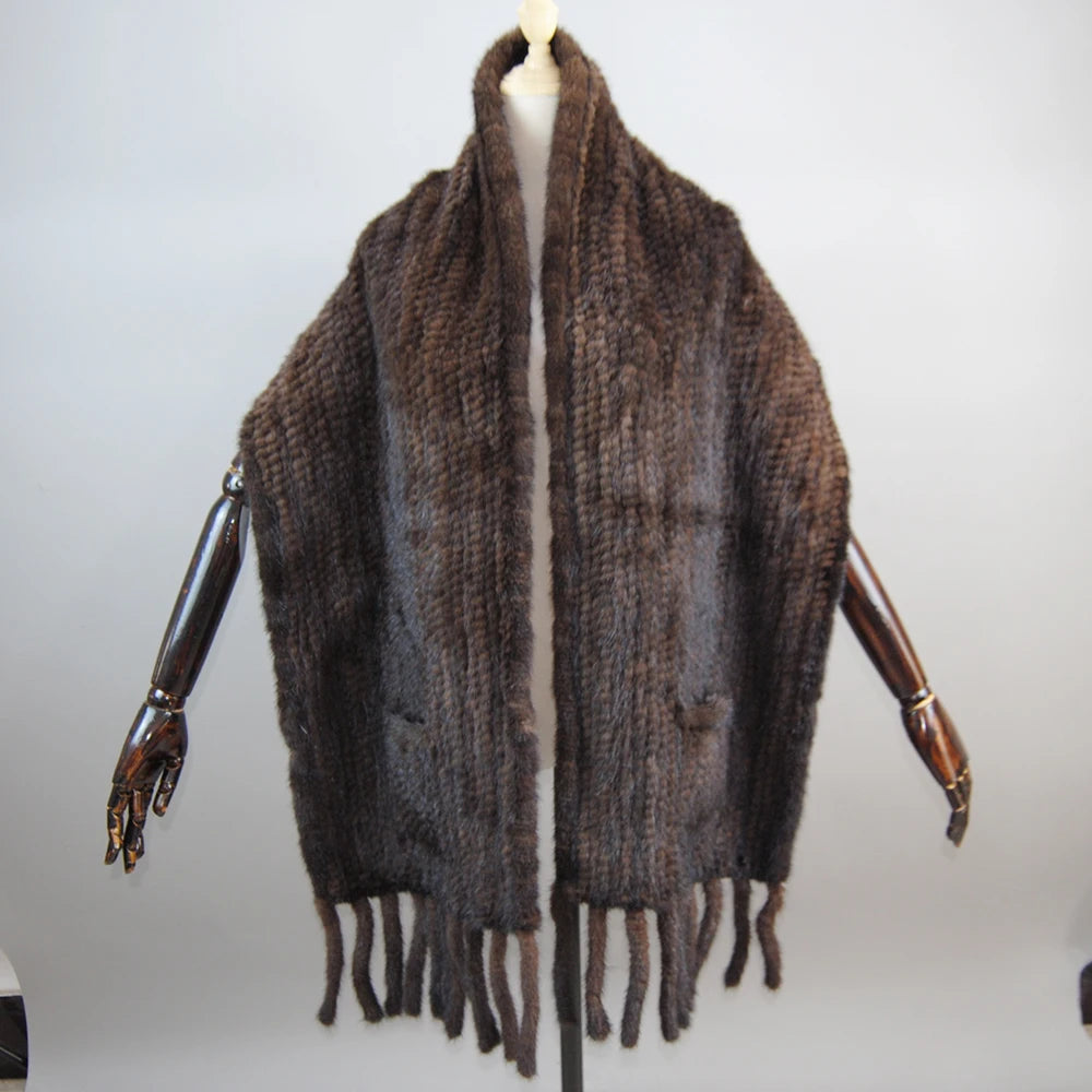 Women's scarf Winter Real Natural Mink Fur Scarf Lady 100% Natural Real Mink Fur Shawl Women Knit Real Mink Fur Pashmina Scarves