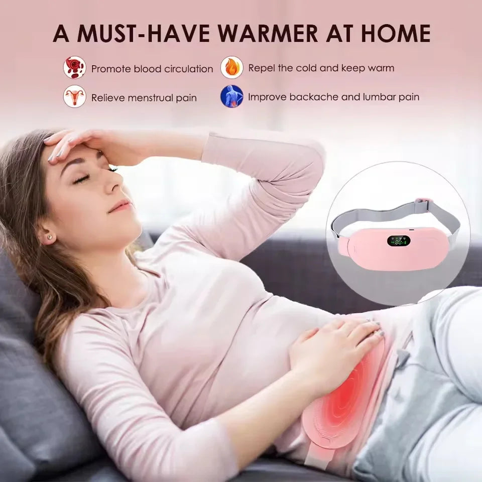 Abdominal Massager for Period Pain Relief, Rechargeable Digital Display Waist Vibrating Massager, Gift for Women and Girls
