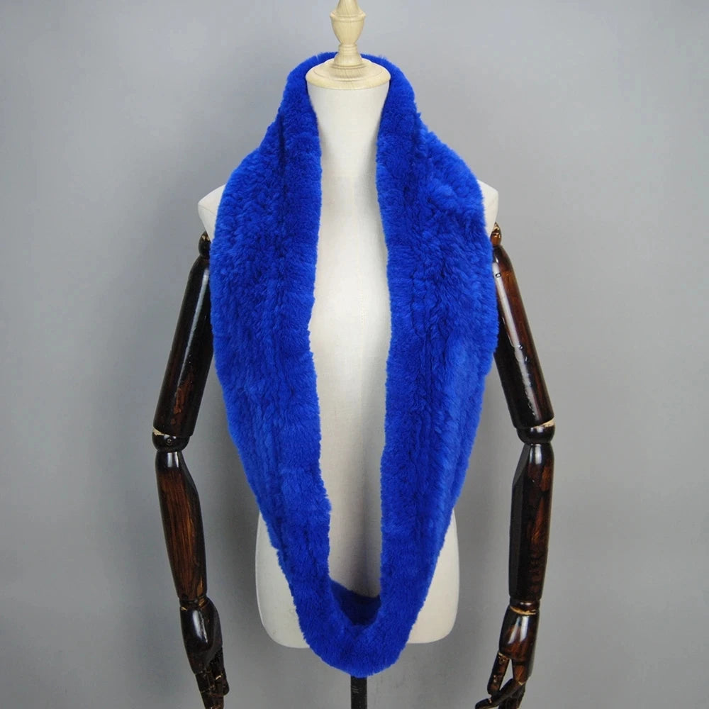 2025 Hot Sale Women New Real Fur Scarf Circle Long Real Fur Scarves Winter Warm Street Fashion Rex Rabbit Fur Muffler