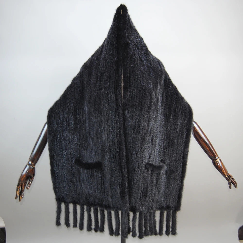 Women's scarf Winter Real Natural Mink Fur Scarf Lady 100% Natural Real Mink Fur Shawl Women Knit Real Mink Fur Pashmina Scarves