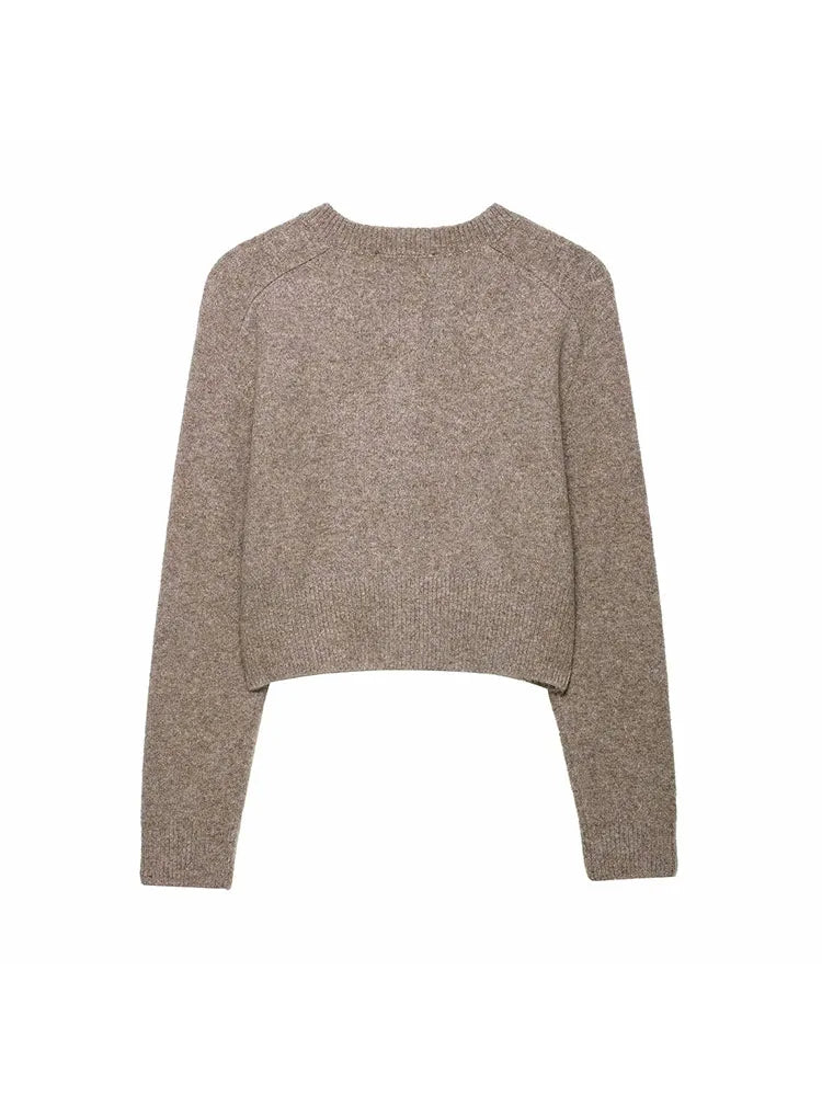 Women 2025 Autumn Basic Casual Short Cardigan Elegant Knitted Cardigans For Women Daily Ladylike Knitted Sweater Knitwear Coat