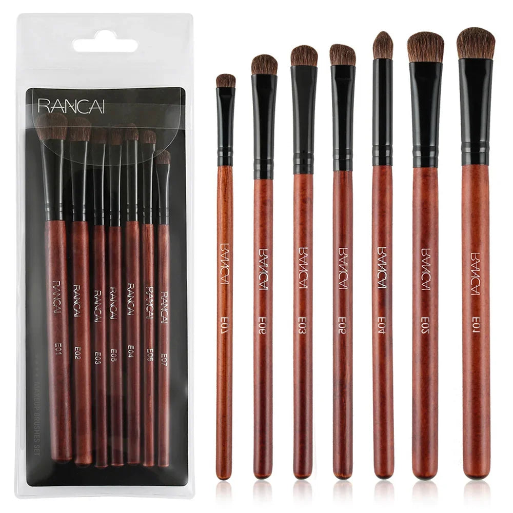 7-Piece Professional Eyeshadow Brush Set | Pure Pony Hair for Flawless Smokey Eye Application，Professional Makeup Tools
