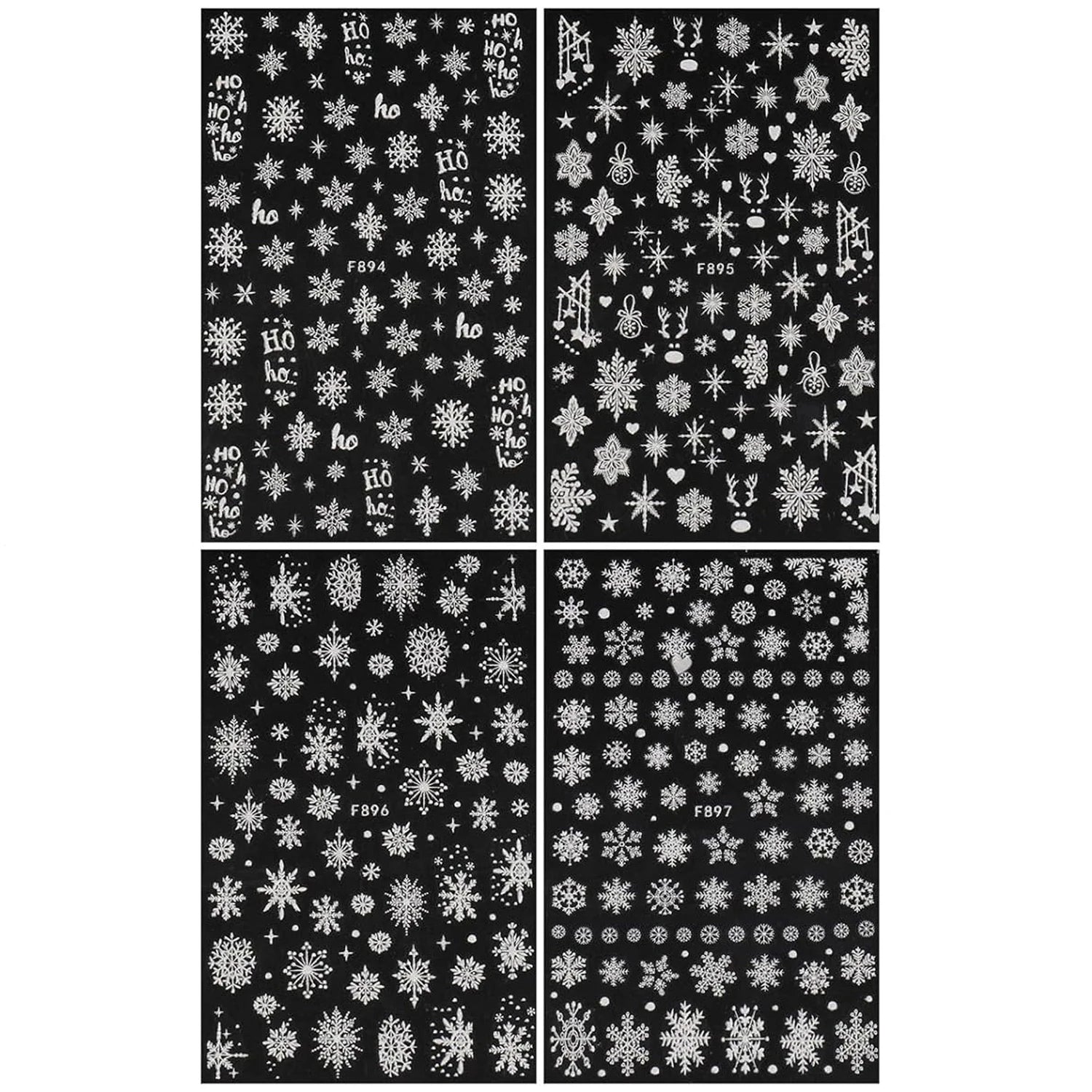 New Winter Snowflake Nail Stickers, White Snow Christmas New Year Self-Adhesive Nail Decals, DIY Nail Art Decor