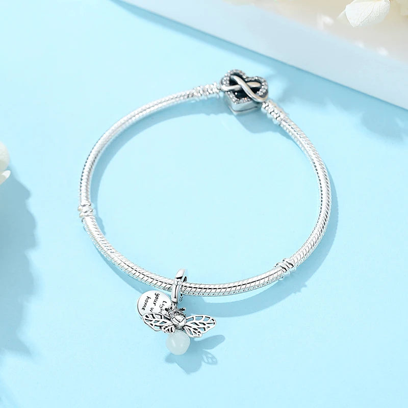 Original 925 Sterling Silver Charms Butterfly Firefly Lucky Clover Beads Fit Brand Bracelets Necklaces Diy Jewelry For Women
