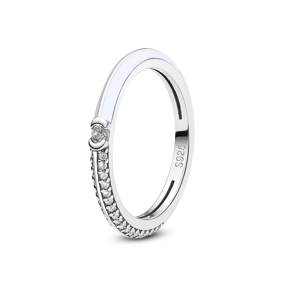 925 Sterling Silver Rings For Women Original Love Heart Wishbone Star Moon Engagement Rose Gold Wedding Ring Crystals Jewelry