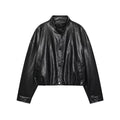 Autumn New Product Women's Wear High End Loose High Collar Imitation Leather Pilot Jacket Coat Leather Jacket