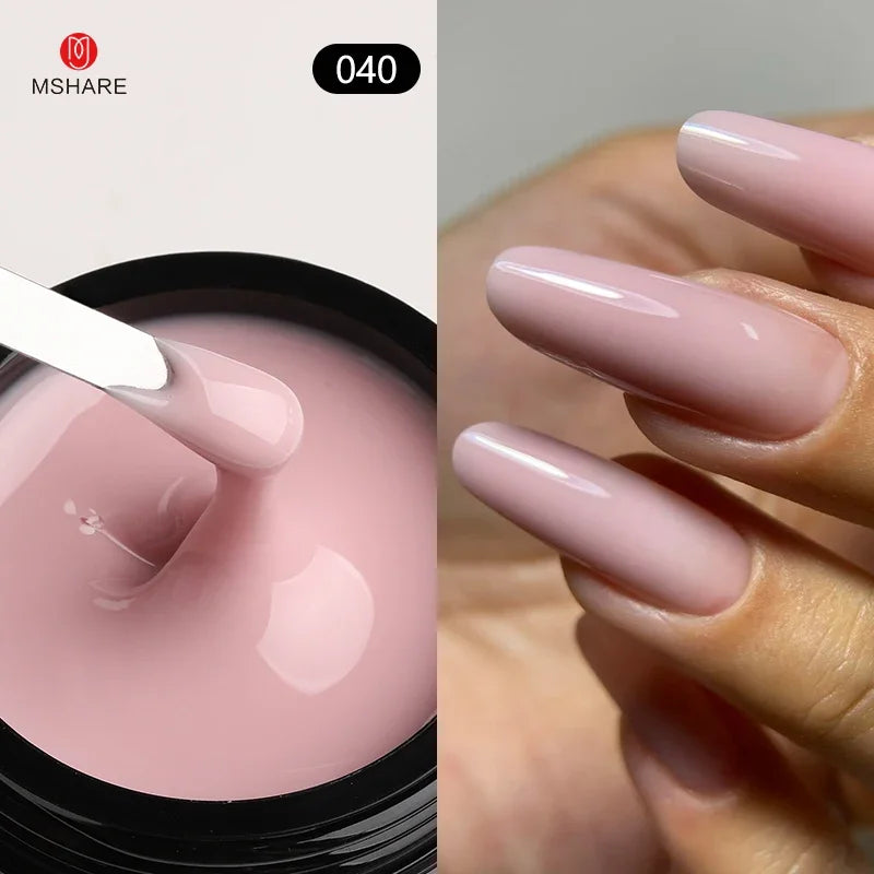MSHARE 50ml Natural Nails Gel Builder Nalil Self Leveling Gel for Nail Extension Pink Shade UV Led Gel Hema Tpo Free Gel