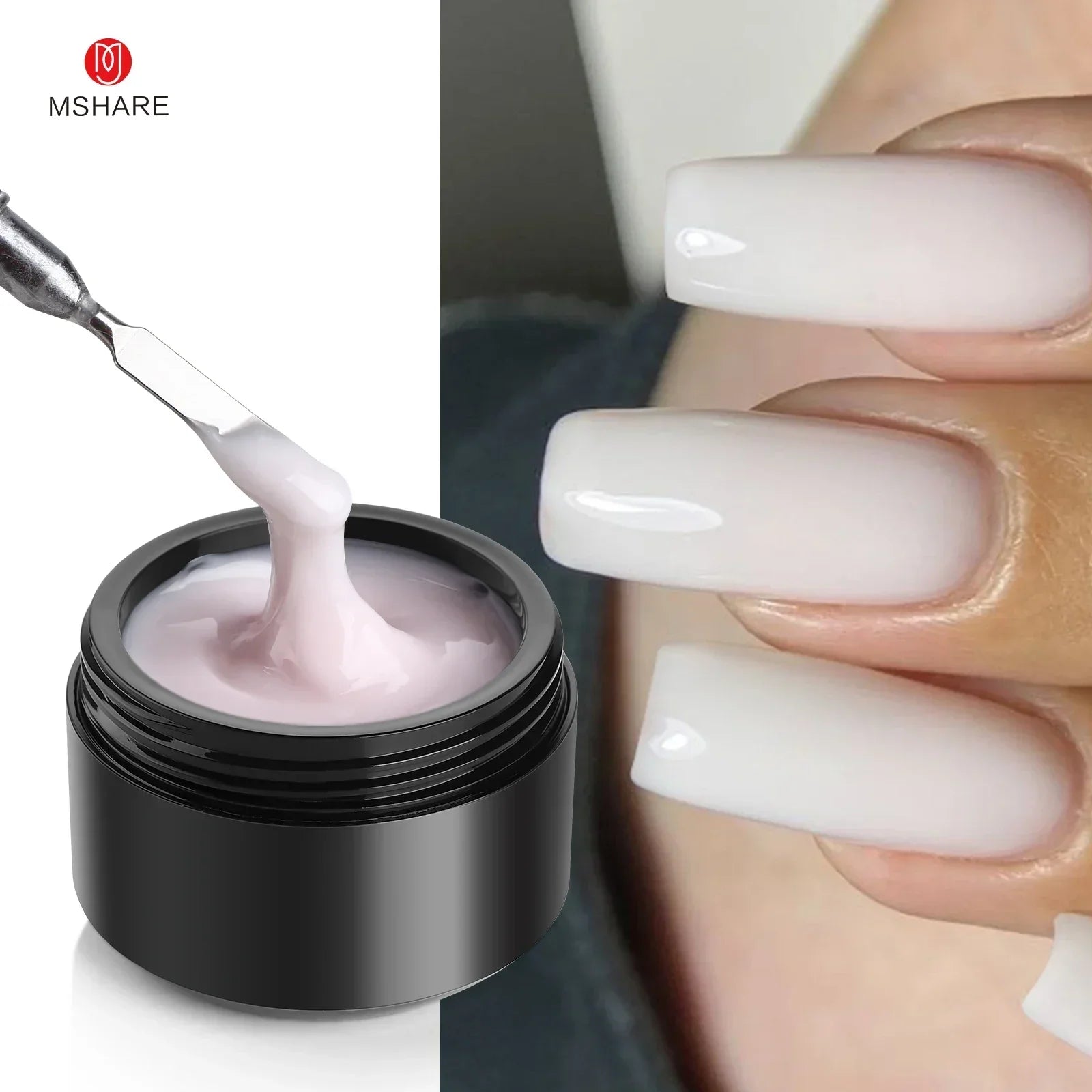 MSHARE 50ml Natural Nails Gel Builder Nalil Self Leveling Gel for Nail Extension Pink Shade UV Led Gel Hema Tpo Free Gel