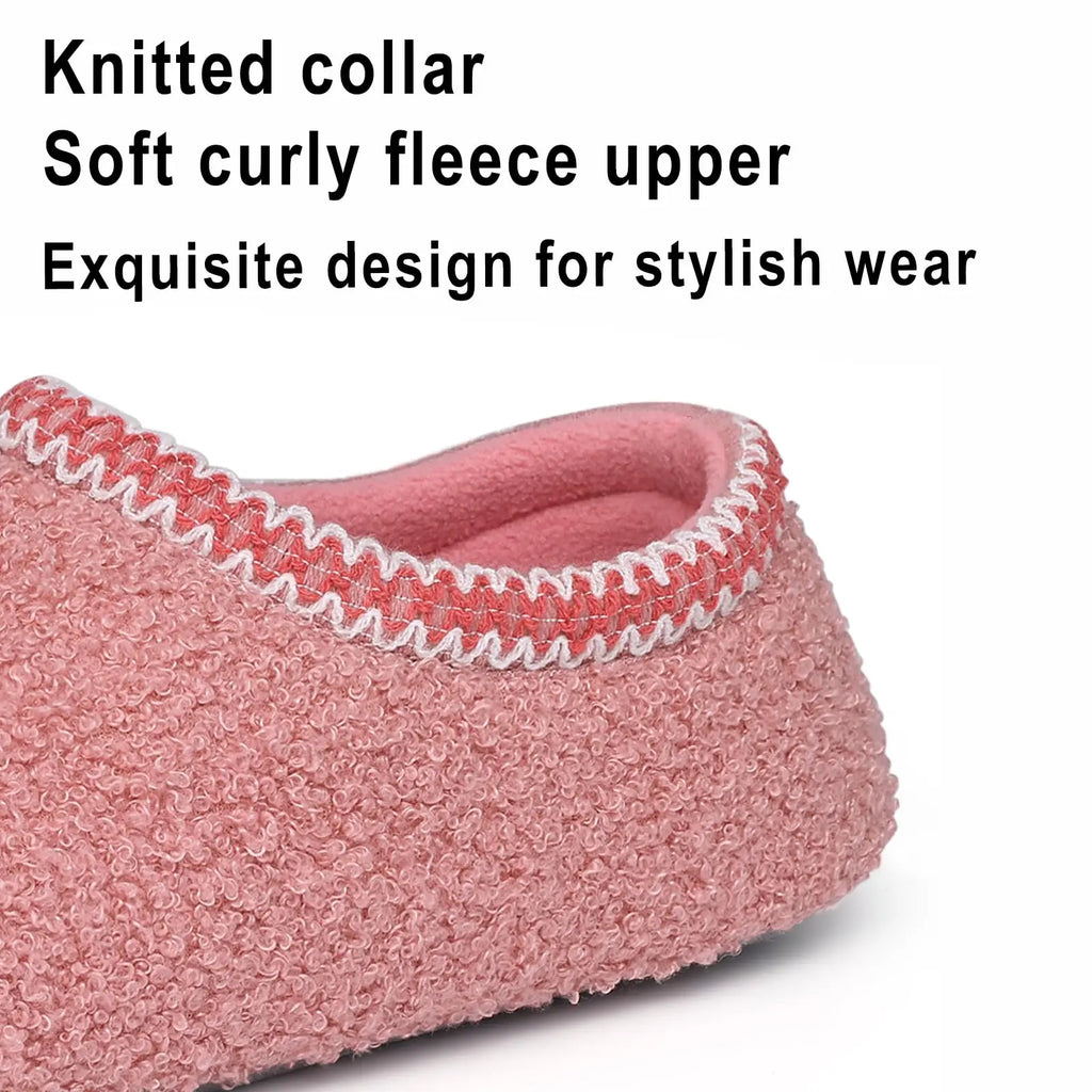 Goosecret Women House Memory Foam Slippers Winter Indoor Flat Cotton Shoes Teddy Fleece Bedroom Sock Shoes with Soft Rubber Sole