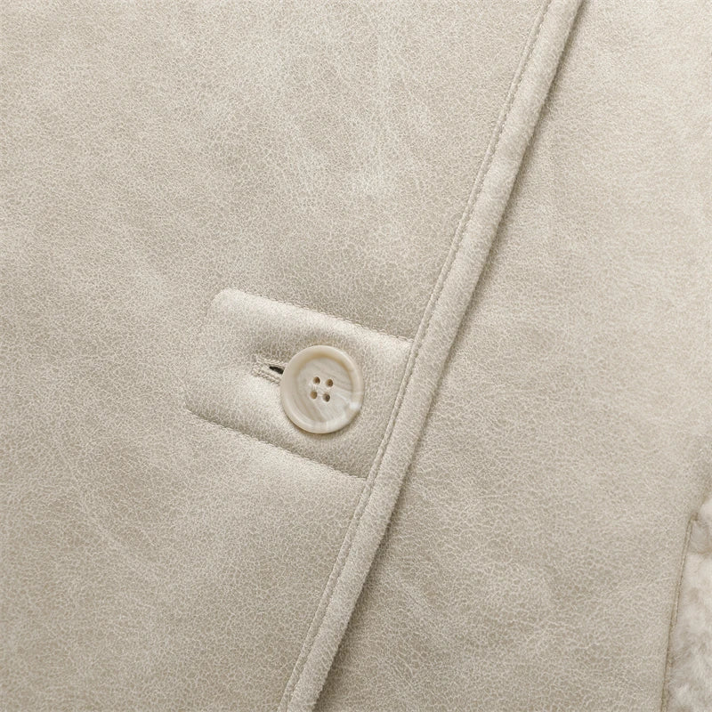 2025 High Quality Winter Women Vintage Long Sleeve Warm Faux Fleece Jacket Coat Female Casual Solid Pocket Outwear Tops