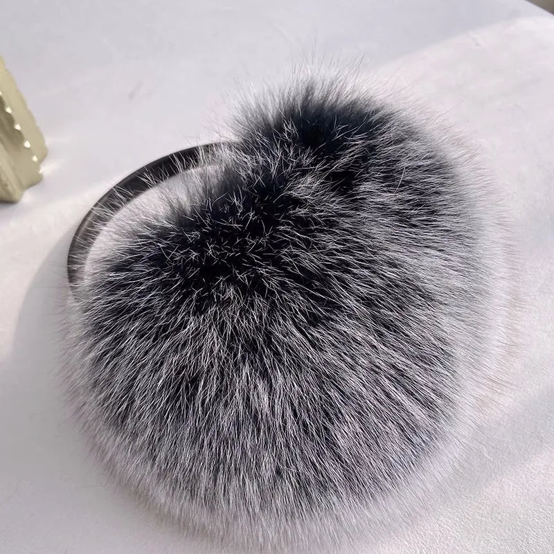 New Style Luxury Ladies Fox Fur Earmuffs Winter Women Warm Real Fox Fur Earmuffs Girl's Earlap Ultra Large Ladies Plush Earmuff