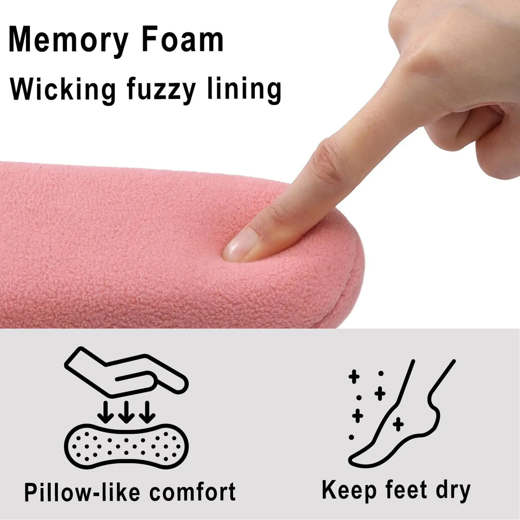 Goosecret Women House Memory Foam Slippers Winter Indoor Flat Cotton Shoes Teddy Fleece Bedroom Sock Shoes with Soft Rubber Sole