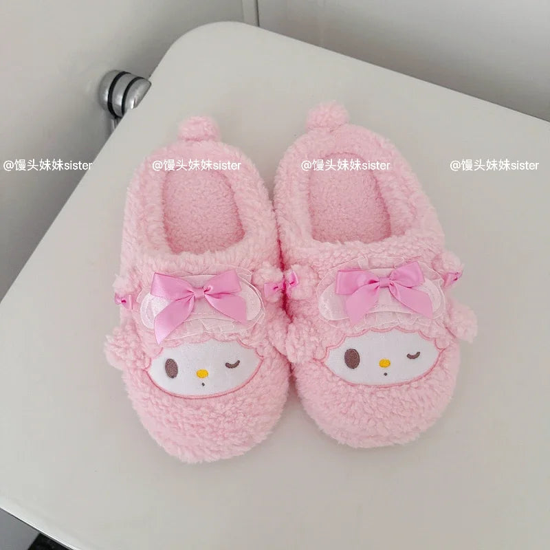 Cute My Sweet Piano Fluffy Home Slippers Adorable Plush Indoor Shoes Cozy Warm Bedroom Slippers for Girls Women Non-slip Flat