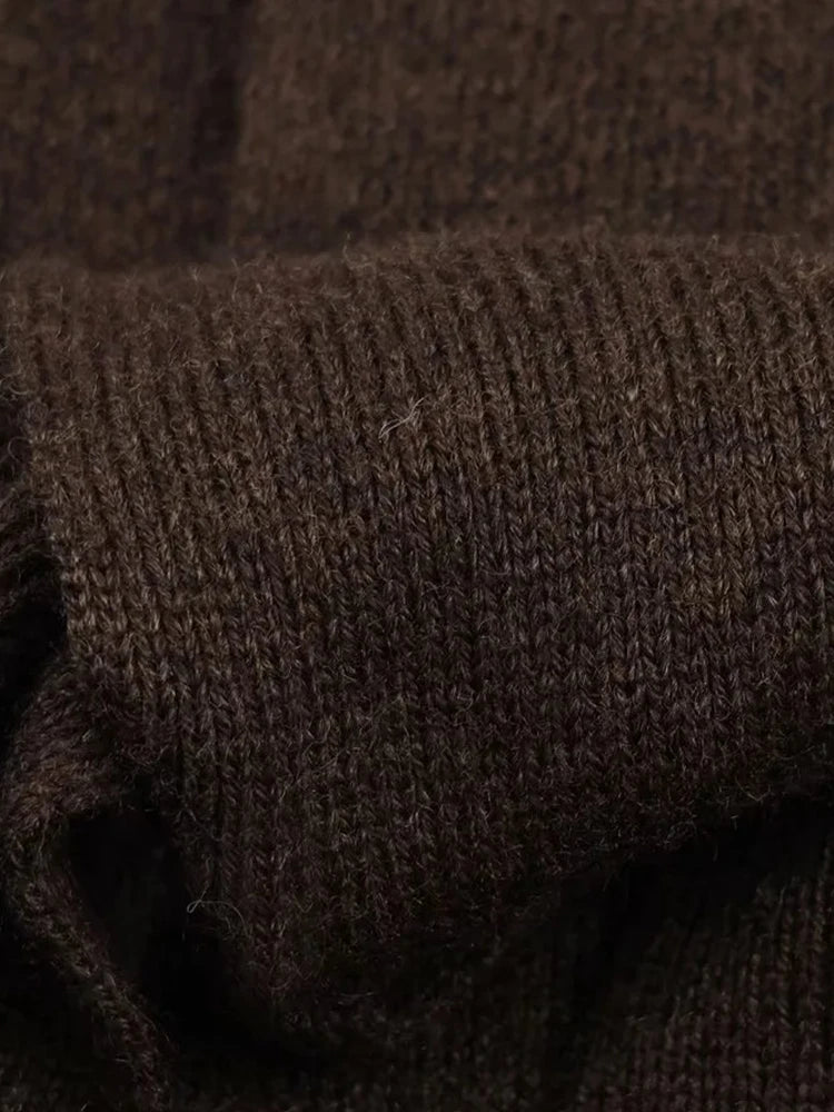 Women's New Vintage Loose Sweater Cardigan Women Casual V-Neck Long Sleeve With Belt Brown Coats Lady Solid Street Outwear