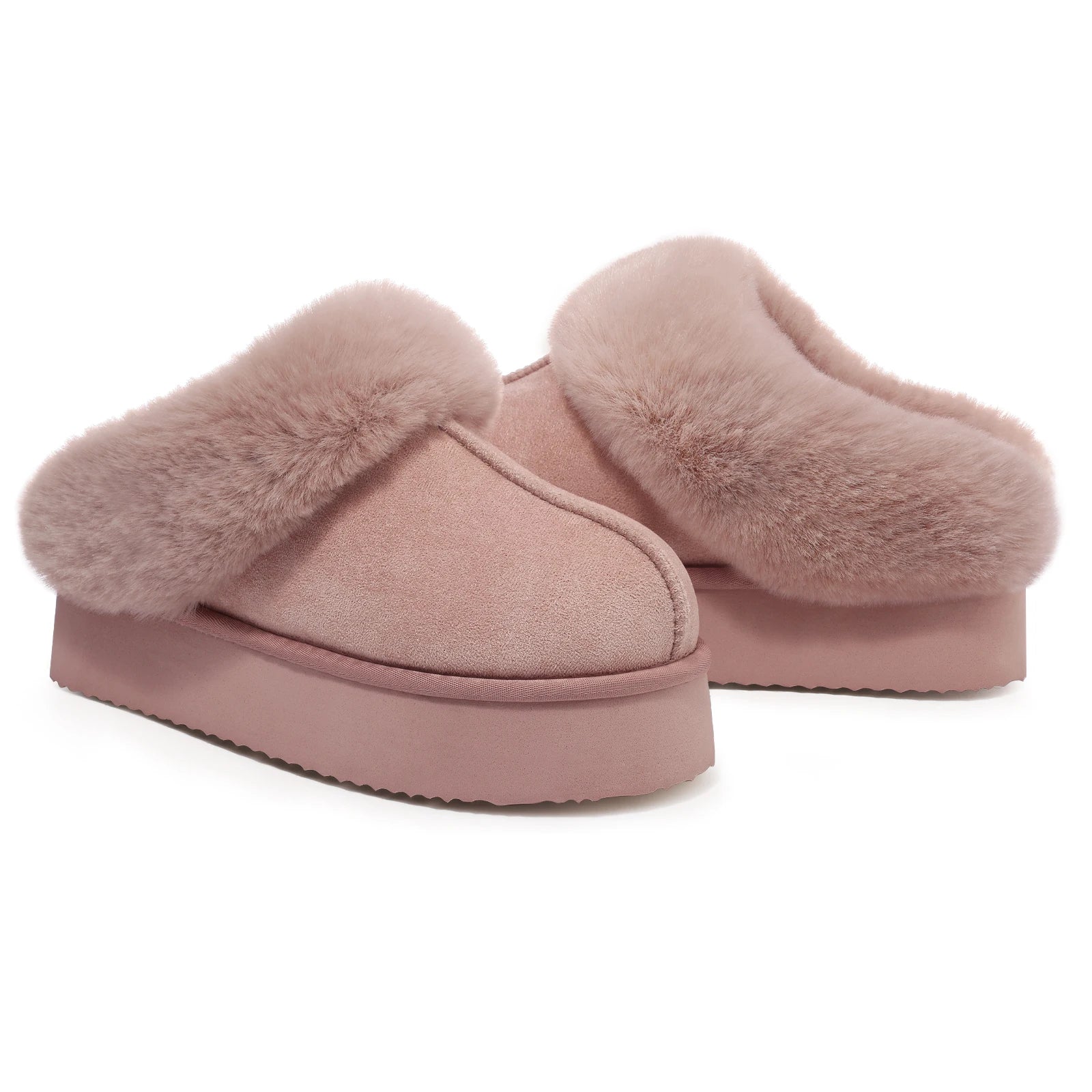 Smile Winter Ladies Slippers Fluffy Lined Warm Slippers Women Non Slip Cosy House Shoes for Indoor and Outdoor Suede Slippers