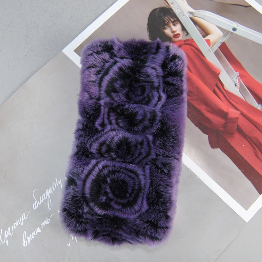 Autumn Winter Lady Real Rex Rabbir Fur Scarf Elastic Real Rex Rabbit Fur Headbands Flowers Natural Rex Rabbit Fur Ring Scarves